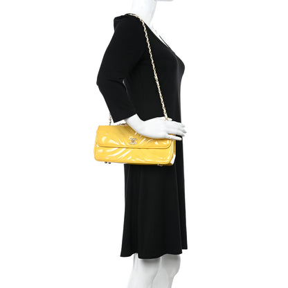 Chanel Patent Quilted East West Flap Yellow 2 of 14