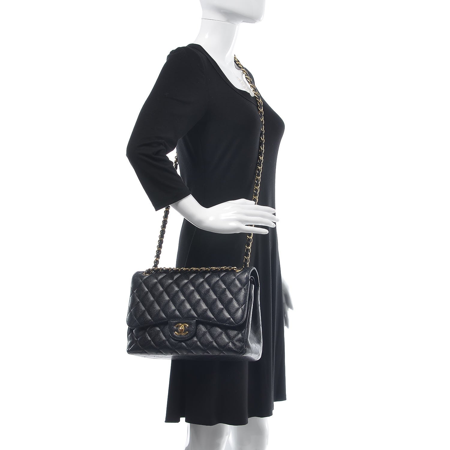 Chanel Caviar Quilted Jumbo Double Flap Black 2 of 11