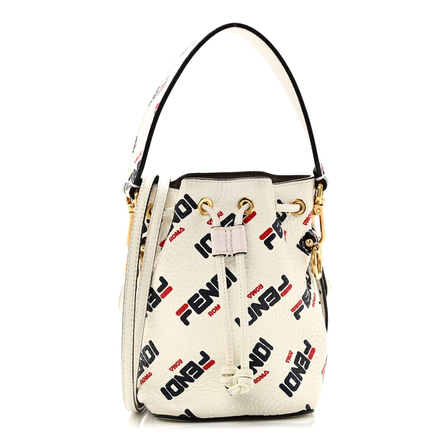 X FILA Vitello F is Fendi Mania Mini Mon Tresor Bucket Bag White