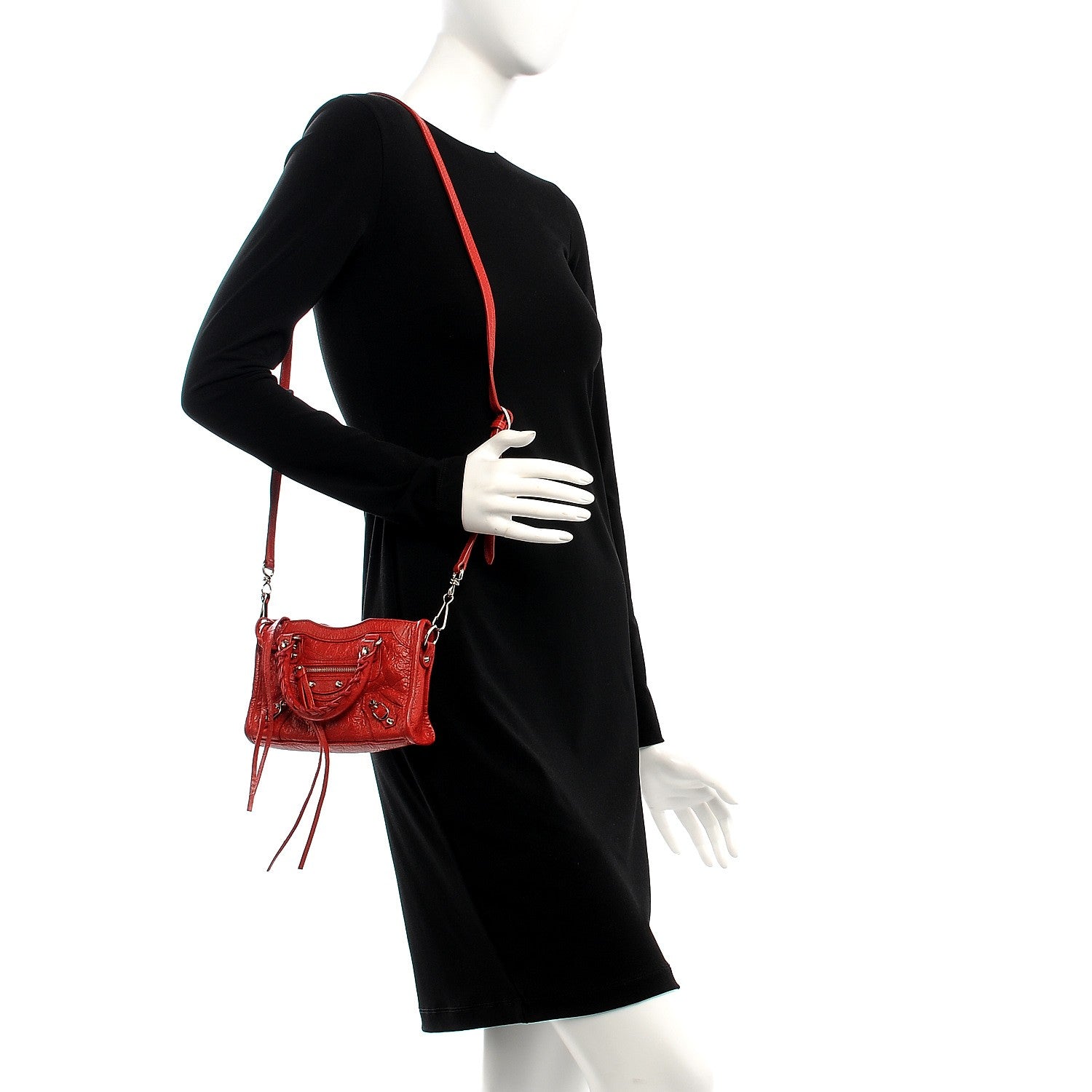 Balenciaga Agneau Classic Silver Hardware Nano City Rouge Groseille 2 of 8