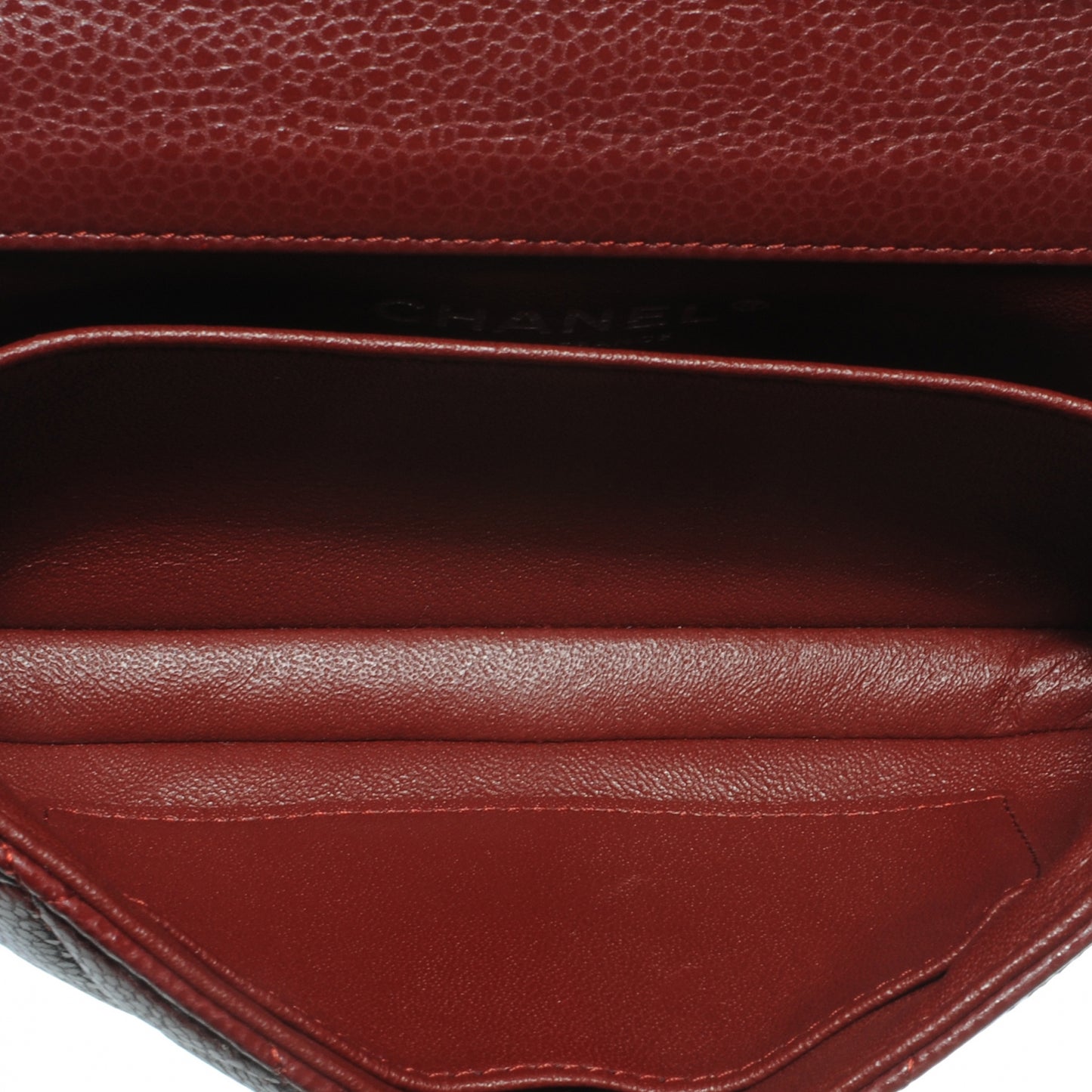 Caviar Quilted Extra Mini Flap Dark Red