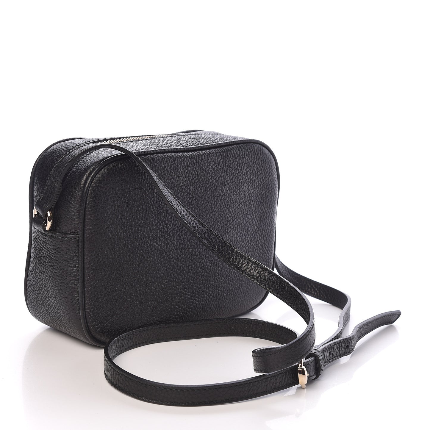 Pebbled Calfskin Small Soho Disco Bag Black