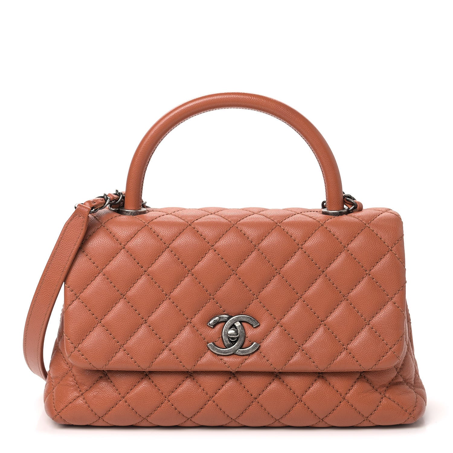 Chanel Caviar Quilted Small Coco Handle Flap Camel 1 of 9