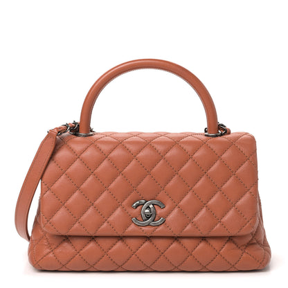 Chanel Caviar Quilted Small Coco Handle Flap Camel 1 of 9