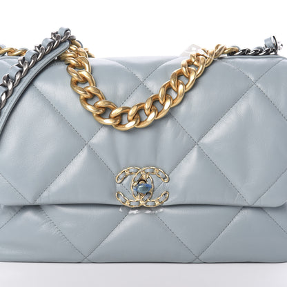 Chanel Goatskin Quilted Large 19 Flap Blue 9 of 11