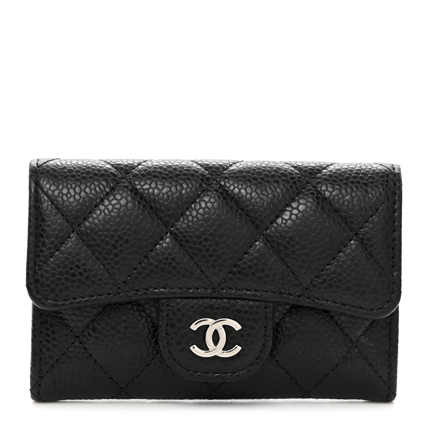 Chanel Caviar Quilted Flap Card Holder Wallet Black 1 of 9