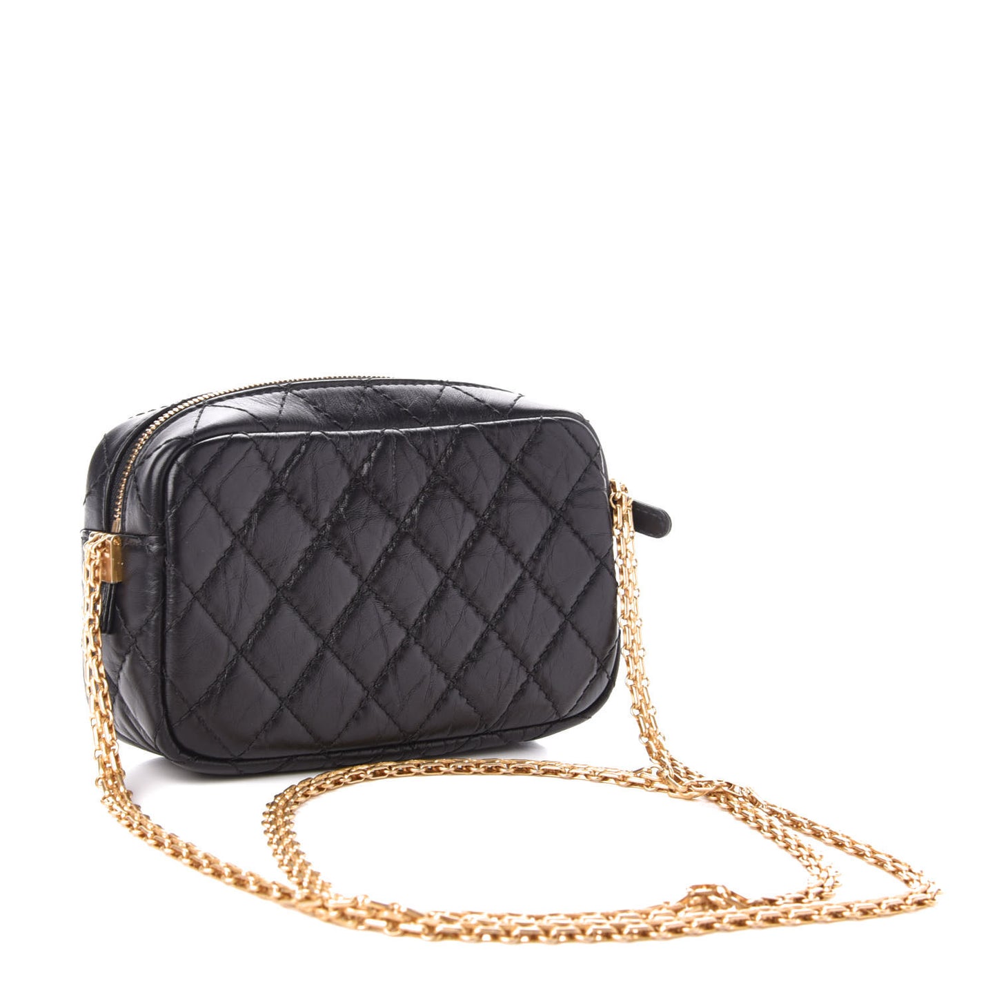 Aged Calfskin Quilted Mini Reissue Camera Case Black