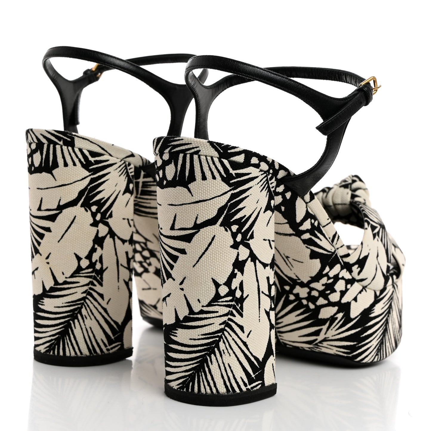 Canvas Floral Bianca 125 Platform Sandals 40 Black White