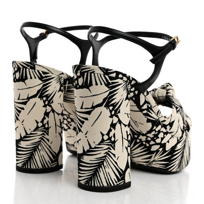 Saint Laurent Canvas Floral Bianca 125 Platform Sandals 40 Black White 4 of 8