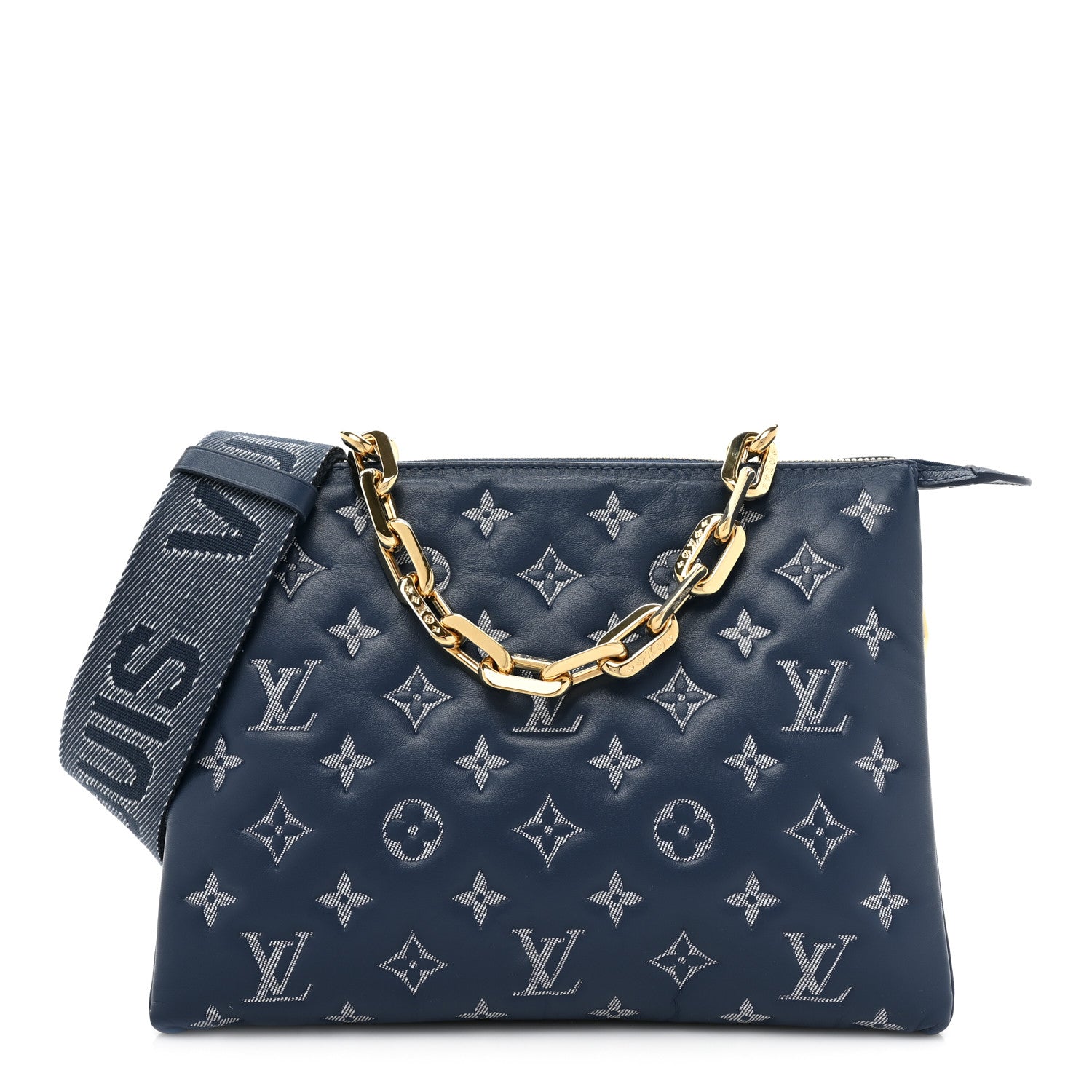 Louis Vuitton Lambskin Embossed Monogram Coussin PM Denim Blue 1 of 14