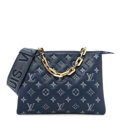 Louis Vuitton Lambskin Embossed Monogram Coussin PM Denim Blue 1 of 14