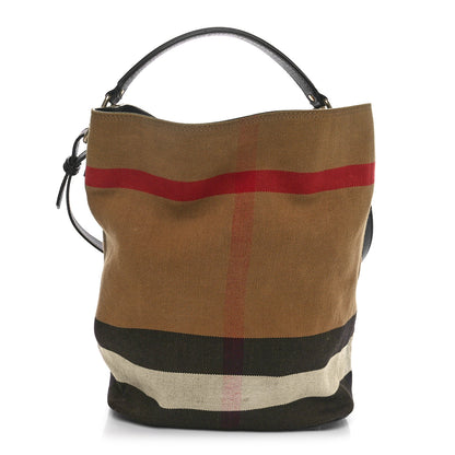 Burberry Canvas Mega Check Medium Ashby Bucket Bag Black 1 of 9