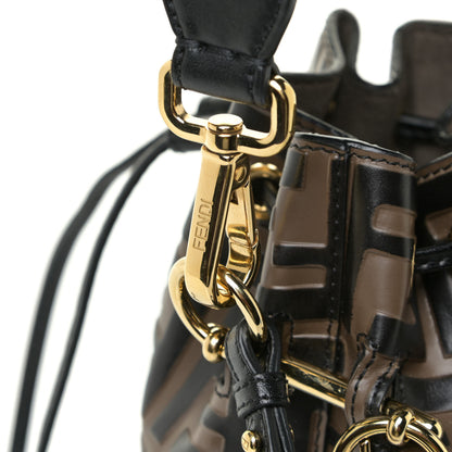 Fendi Vitello Liberty F is Fendi Bi-Color FF 1974 Embossed Mini Mon Tresor Bucket Bag Maya Black 10 of 13