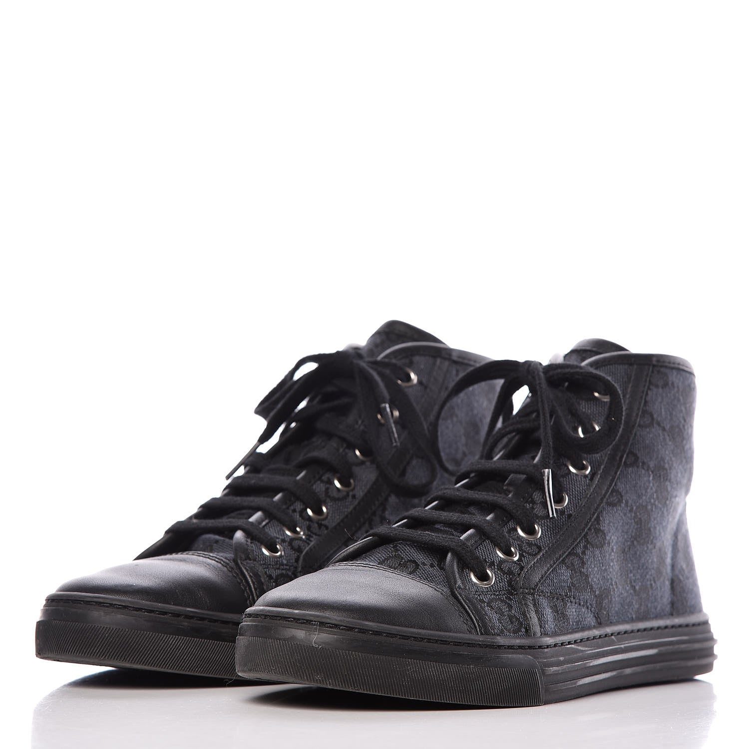 Gucci Monogram High Top Sneakers 36 Black 3 of 9