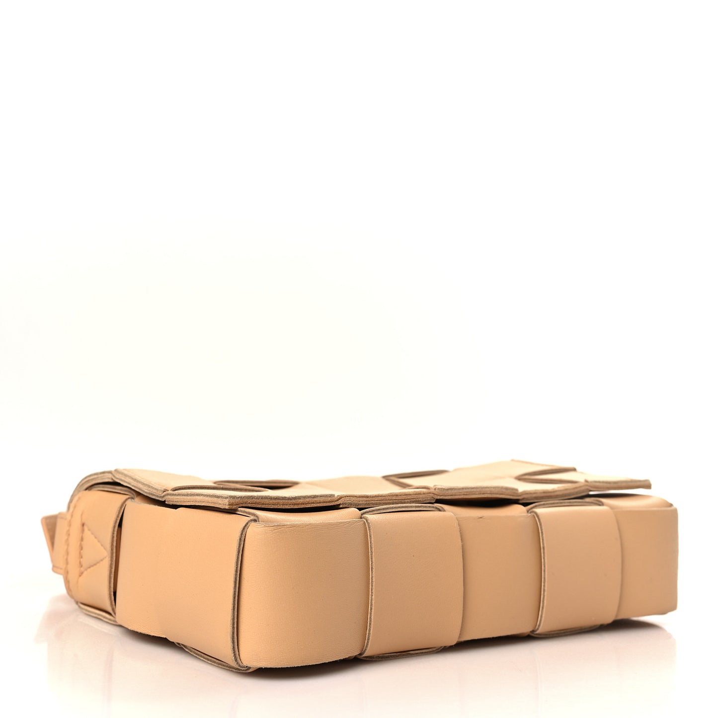 Lambskin Maxi Intrecciato Cassette Crossbody Bag Almond