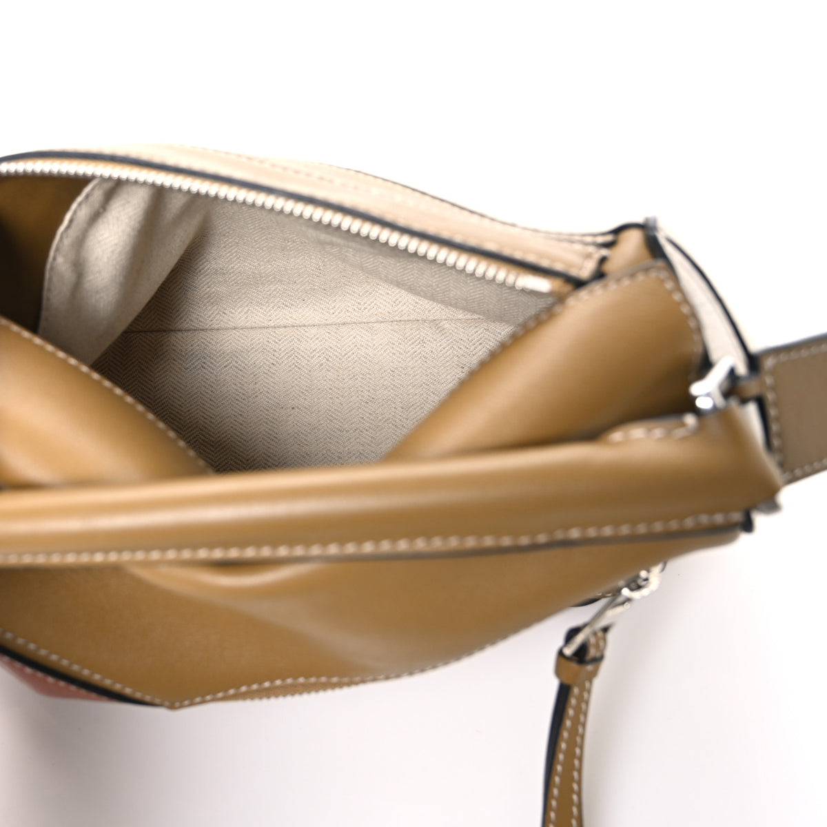Calfskin Small Puzzle Bag Ochre Green Soft White