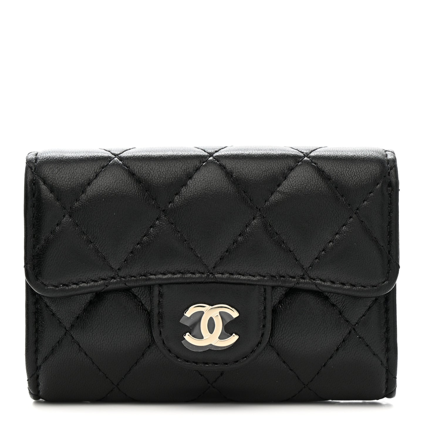 Lambskin Quilted 4 Key Holder Black