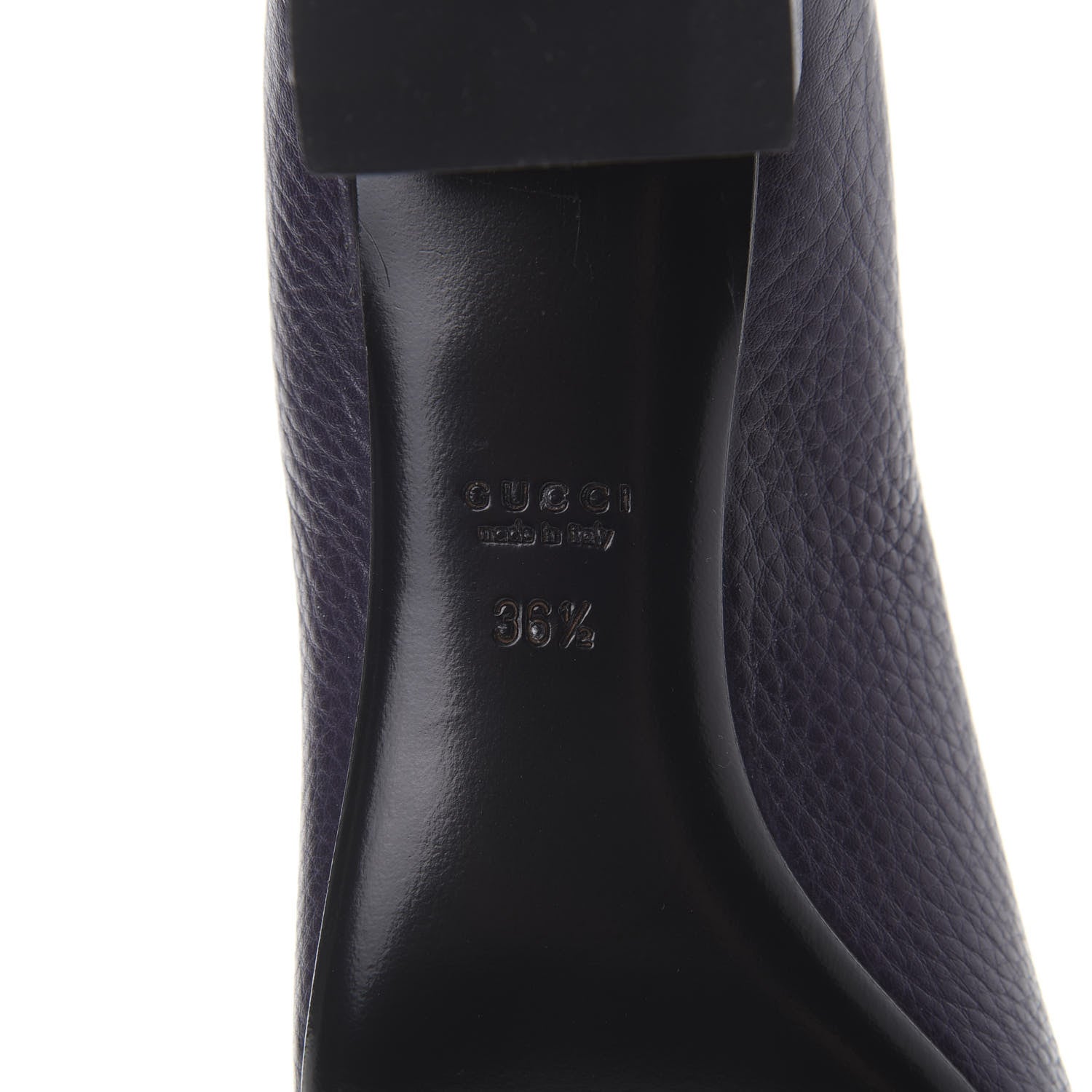 Gucci Calfskin GG Buckle Mid Heel Pumps 36.5 Deep Purple 8 of 10