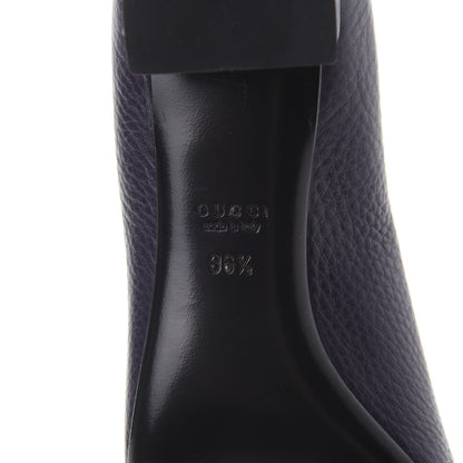 Gucci Calfskin GG Buckle Mid Heel Pumps 36.5 Deep Purple 8 of 10
