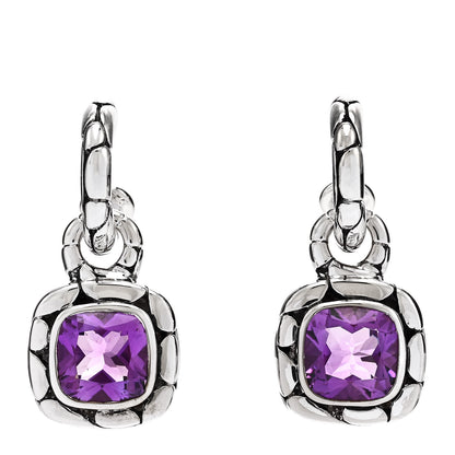 John Hardy Sterling Silver Amethyst Kali Square Drop Earrings 1 of 4