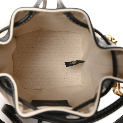 Fendi Canvas Vitello King F is Fendi FF Embroidered Mini Mon Tresor Bucket Bag Grezzo Black 4 of 6