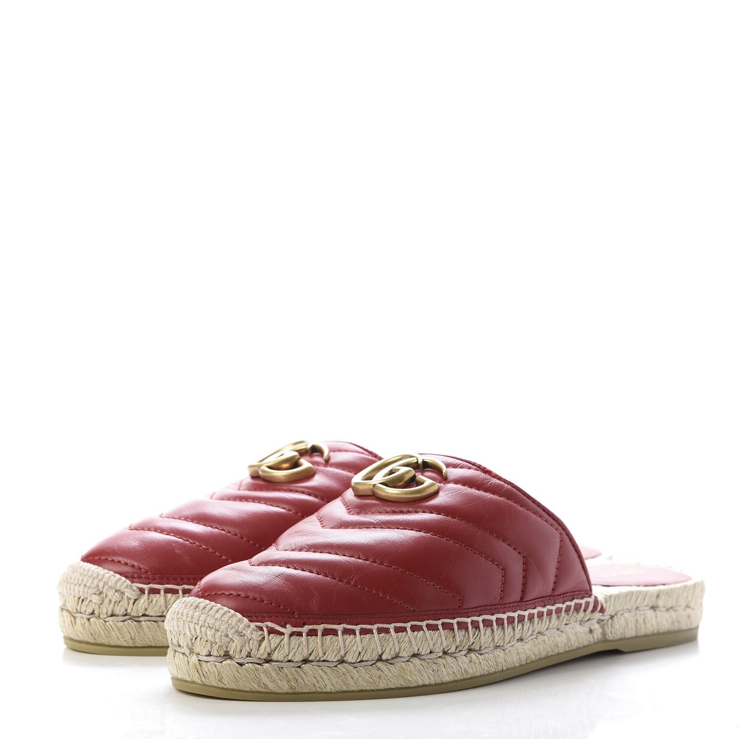 Nappa Matelasse GG Marmont Espadrille Slippers 38 Hibiscus Red