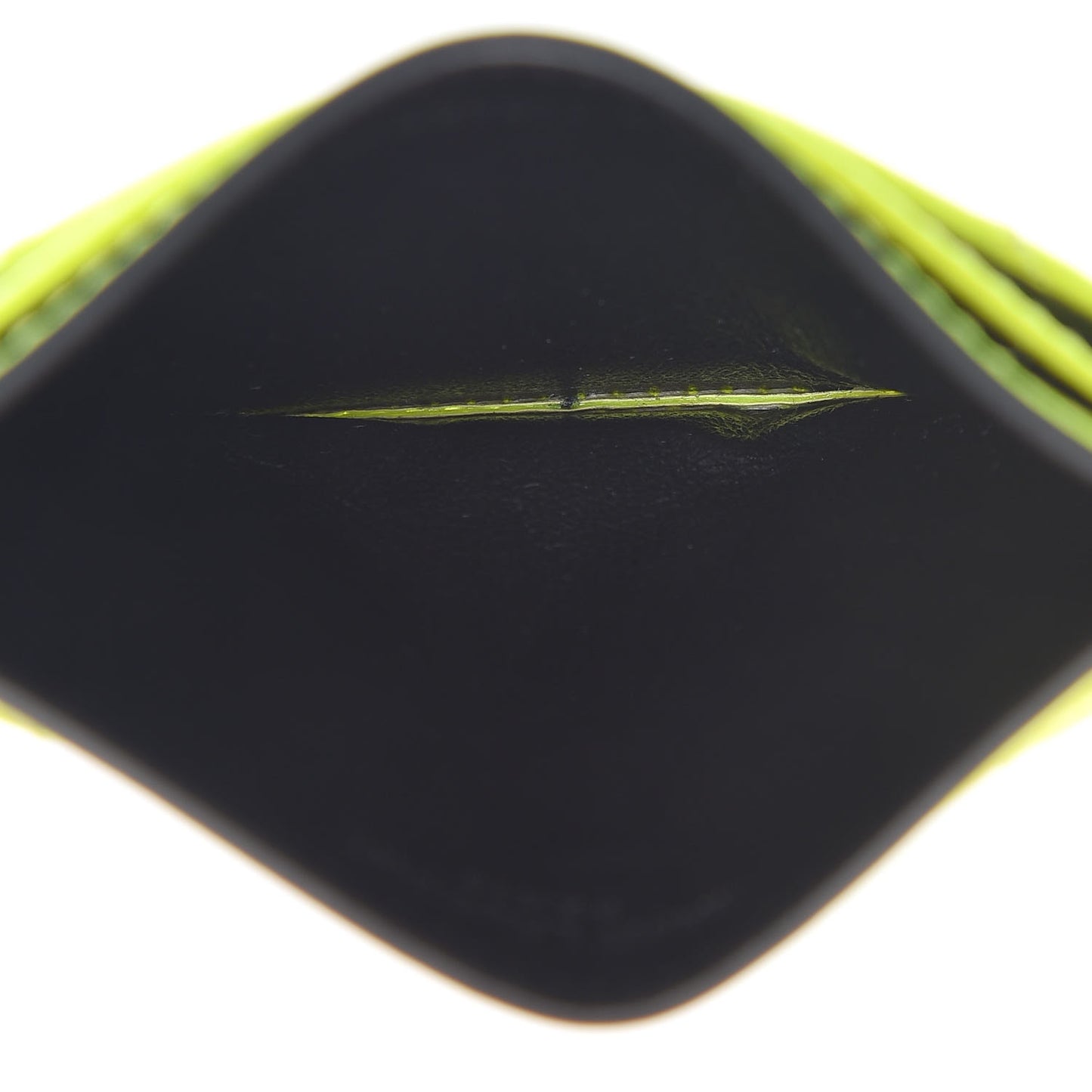 Patent Grain De Poudre Matelasse Chevron Monogram Credit Card Case Neon Yellow
