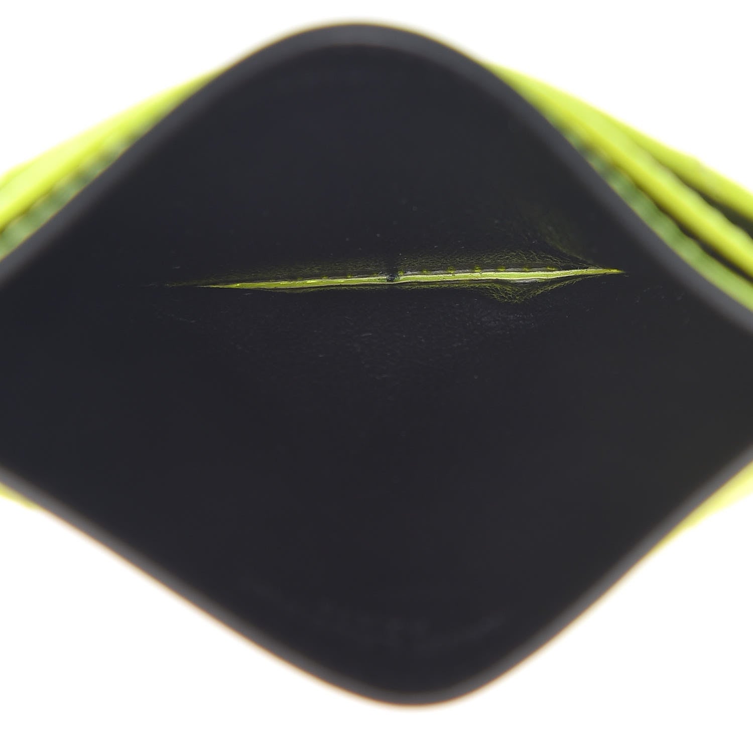 Saint Laurent Patent Grain De Poudre Matelasse Chevron Monogram Credit Card Case Neon Yellow 5 of 8