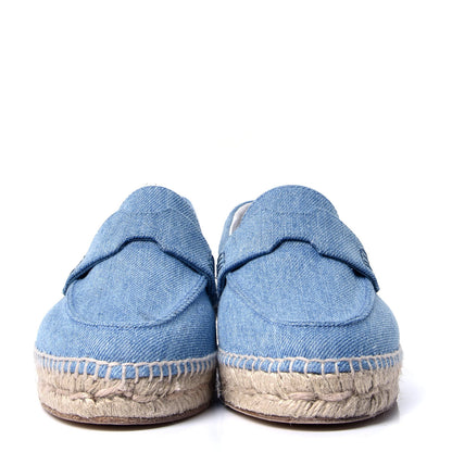 Hermes Denim Canvas Womens Trip Espadrilles 37 Bleu Clair 2 of 6