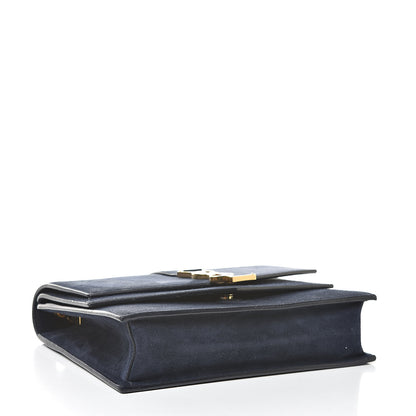 Saint Laurent Suede Sulpice Monogram Medium Shoulder Bag Navy 4 of 16