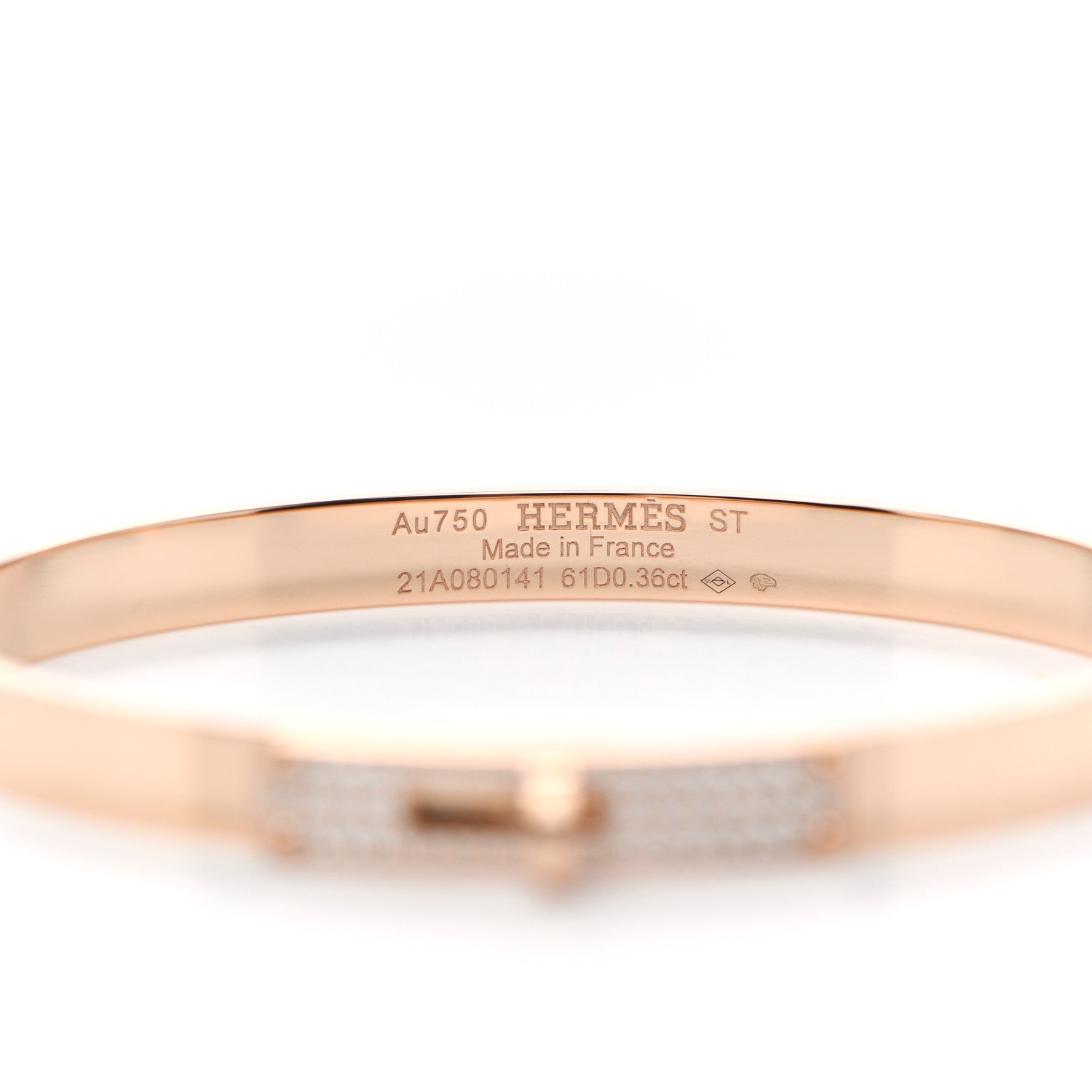 Hermes 18K Rose Gold Diamond PM Kelly Pave Bracelet ST 3 of 4