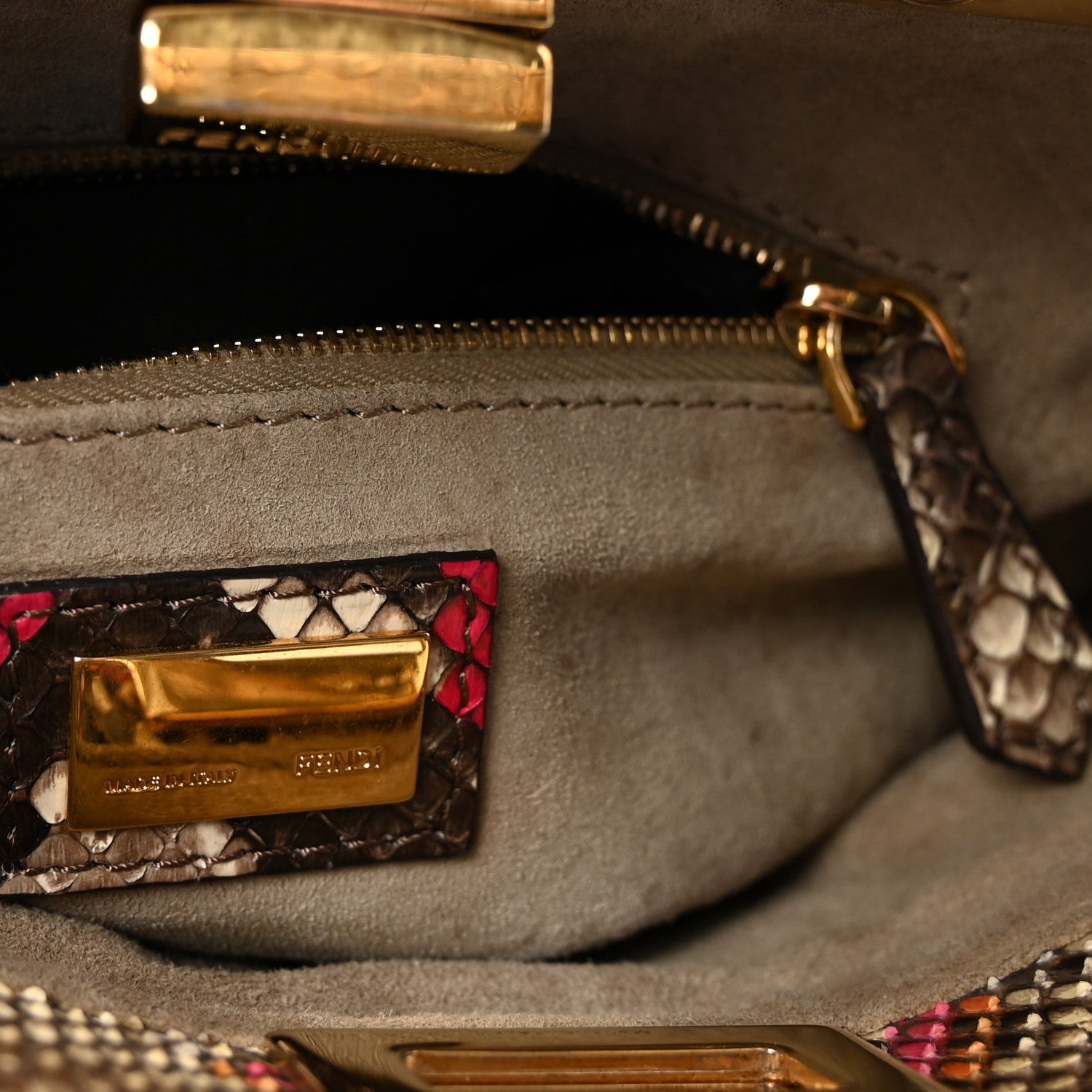 Fendi Snakeskin Mini Peekaboo Iconic Satchel Daisy Roccia 6 of 9