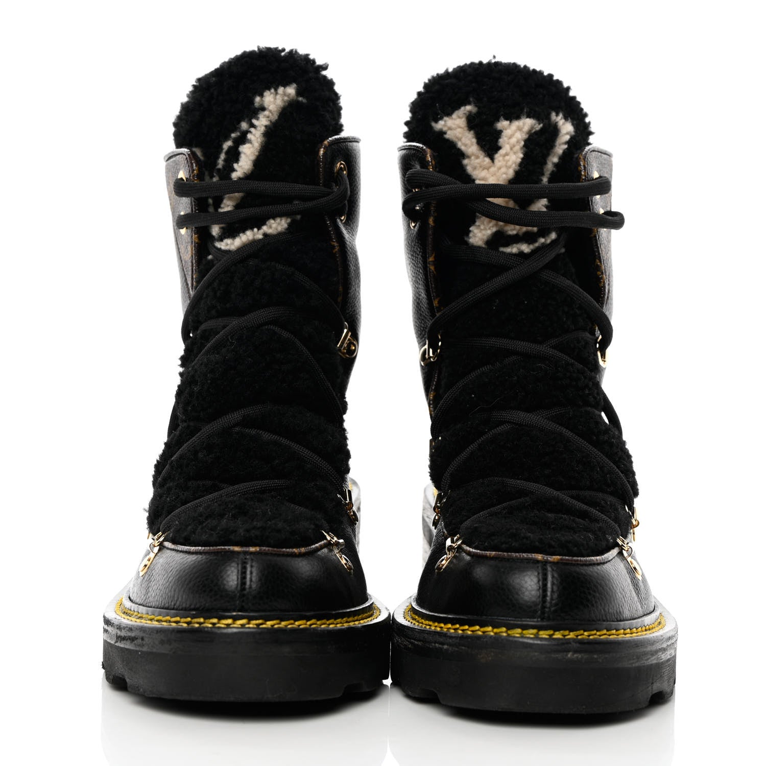 Louis Vuitton Grained Calfskin Shearling LV Beaubourg Ankle Boots 39 Black 4 of 16