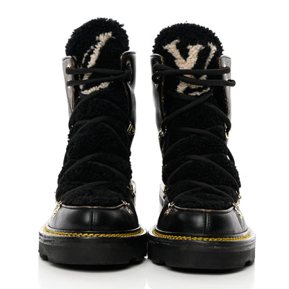 Louis Vuitton Grained Calfskin Shearling LV Beaubourg Ankle Boots 39 Black 4 of 16
