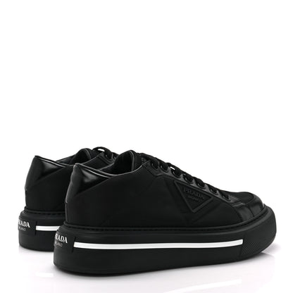 Prada Re-Nylon Spazzolato Rubber Triangle Logo Macro Quilted Mens 35mm Platform Sneakers 8 Black 4 of 8