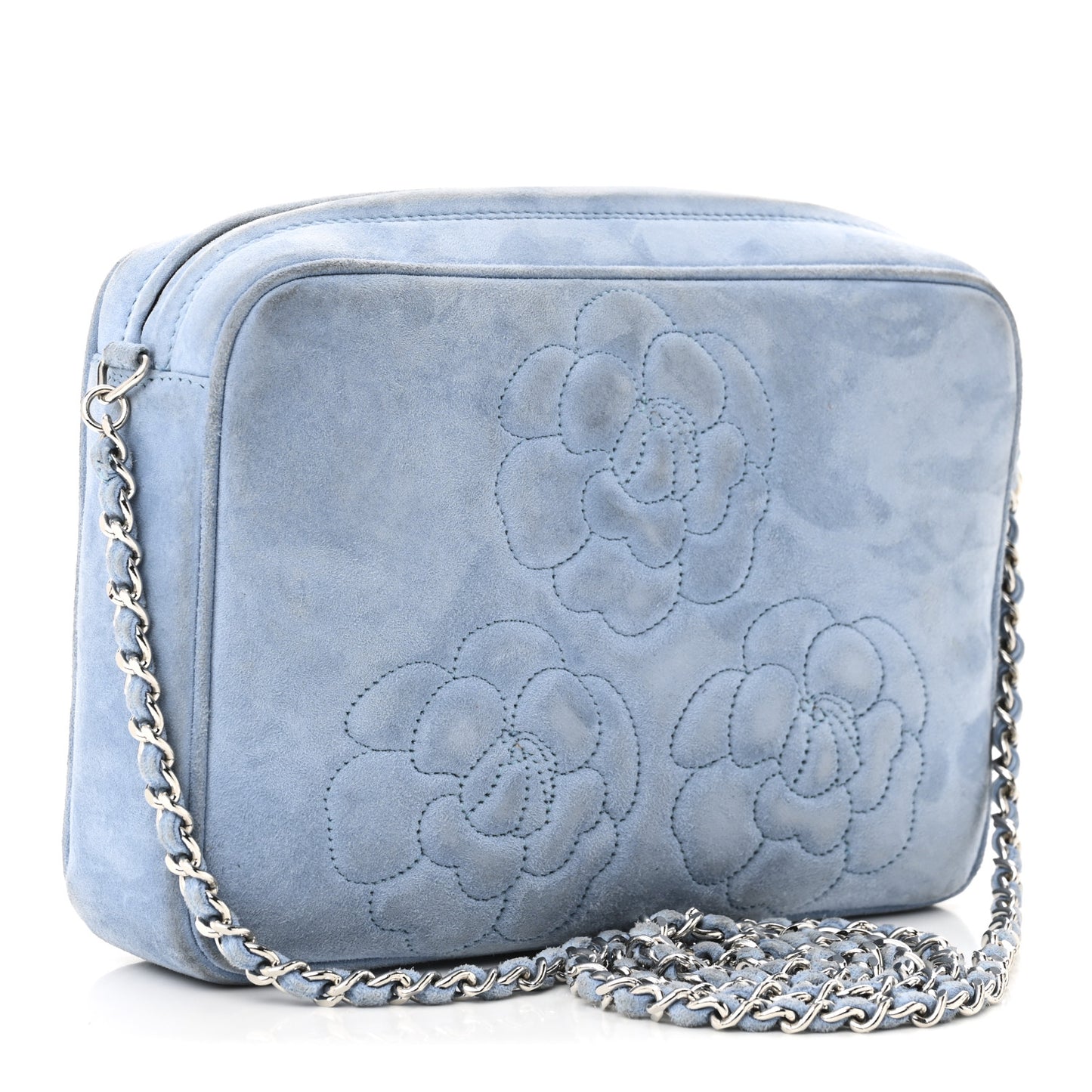 Suede Camellia Camera Case Light Blue