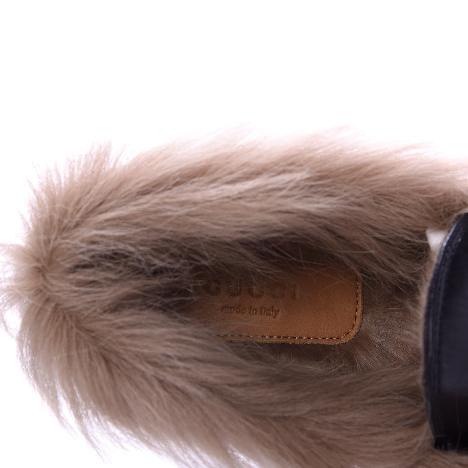 Gucci Malaga Kid Fur Womens Jordaan Loafers 37.5 Black Natural 9 of 9
