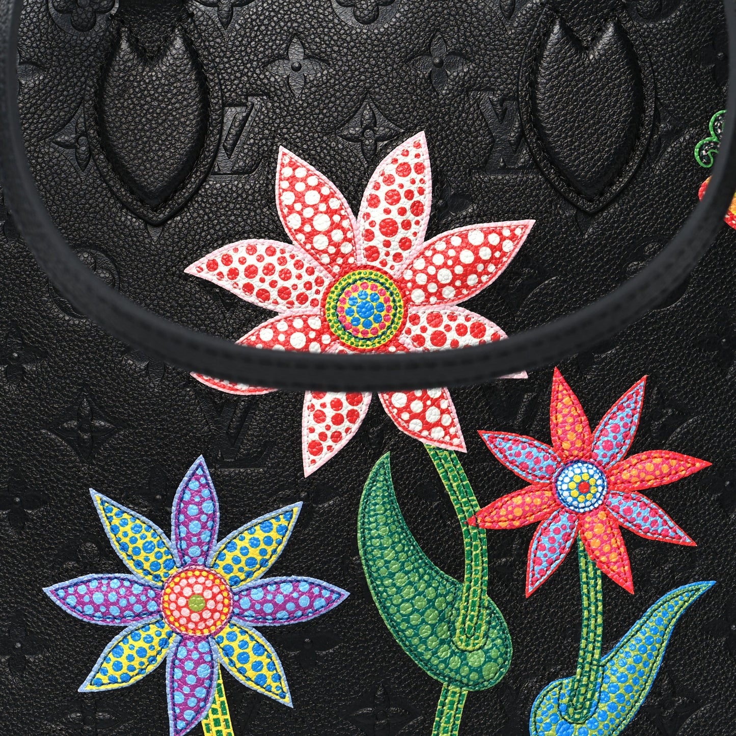 LV X YK Empreinte Inlaid Kusama Flowers Onthego MM Black