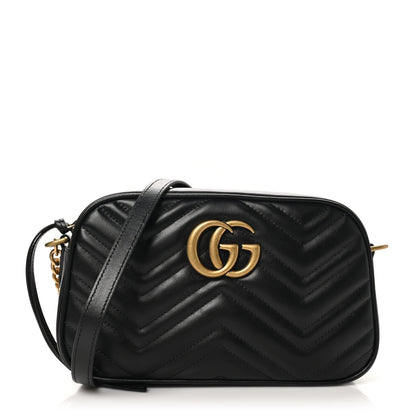 Gucci Calfskin Matelasse Small GG Marmont Chain Shoulder Bag Black 1 of 10