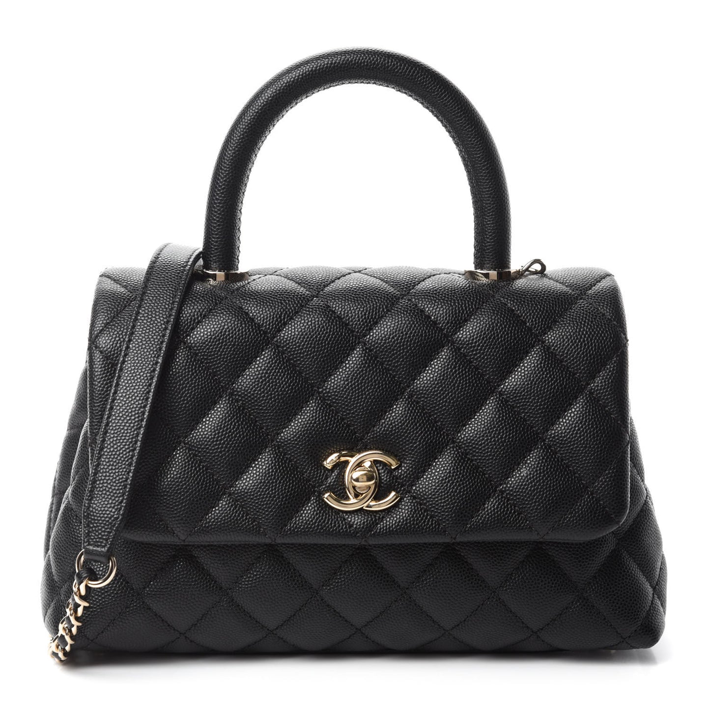 Caviar Quilted Mini Coco Handle Flap Black