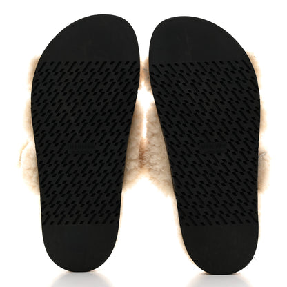 Hermes Woolskin Womens Chypre Sandals 38 Ecru 5 of 10