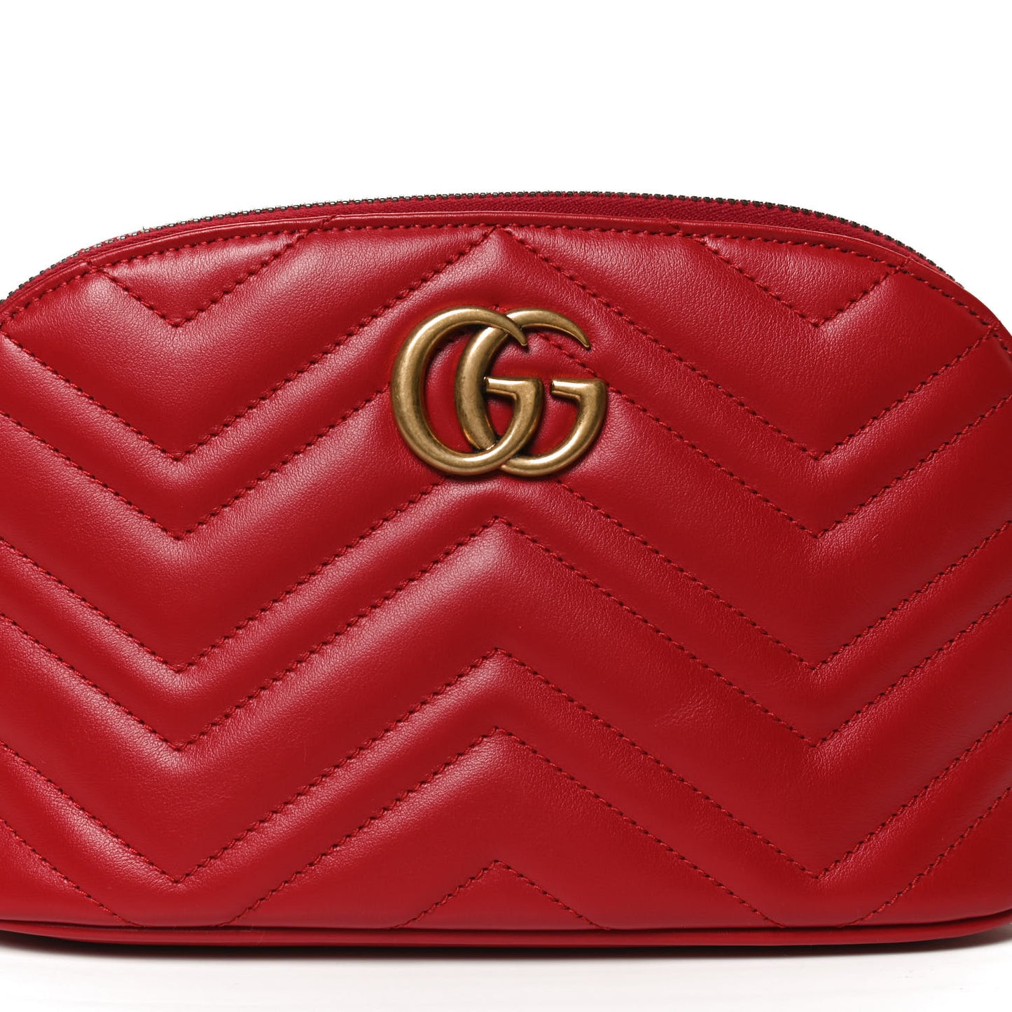 Calfskin Matelasse Large GG Marmont Pouch Cosmetic Case Hibiscus Red