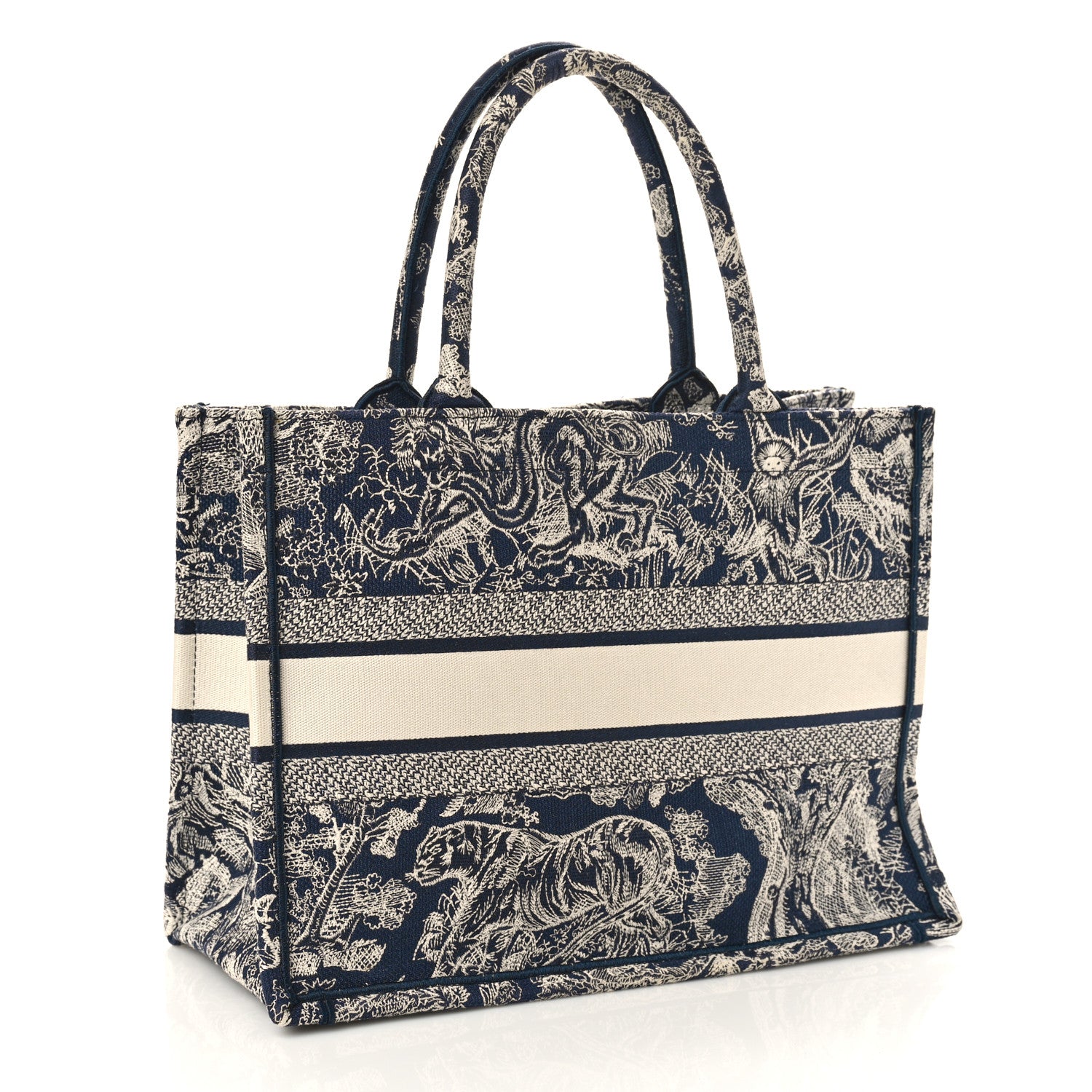 Christian Dior Canvas Embroidered Medium Dioriviera Toile De Jouy Reverse Book Tote Blue 2 of 9