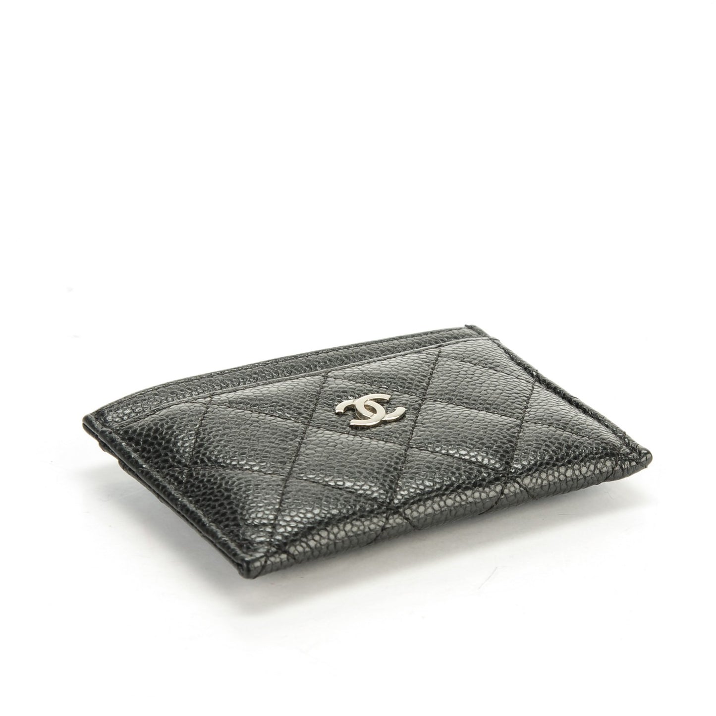 Caviar Quilted Card Holder Black