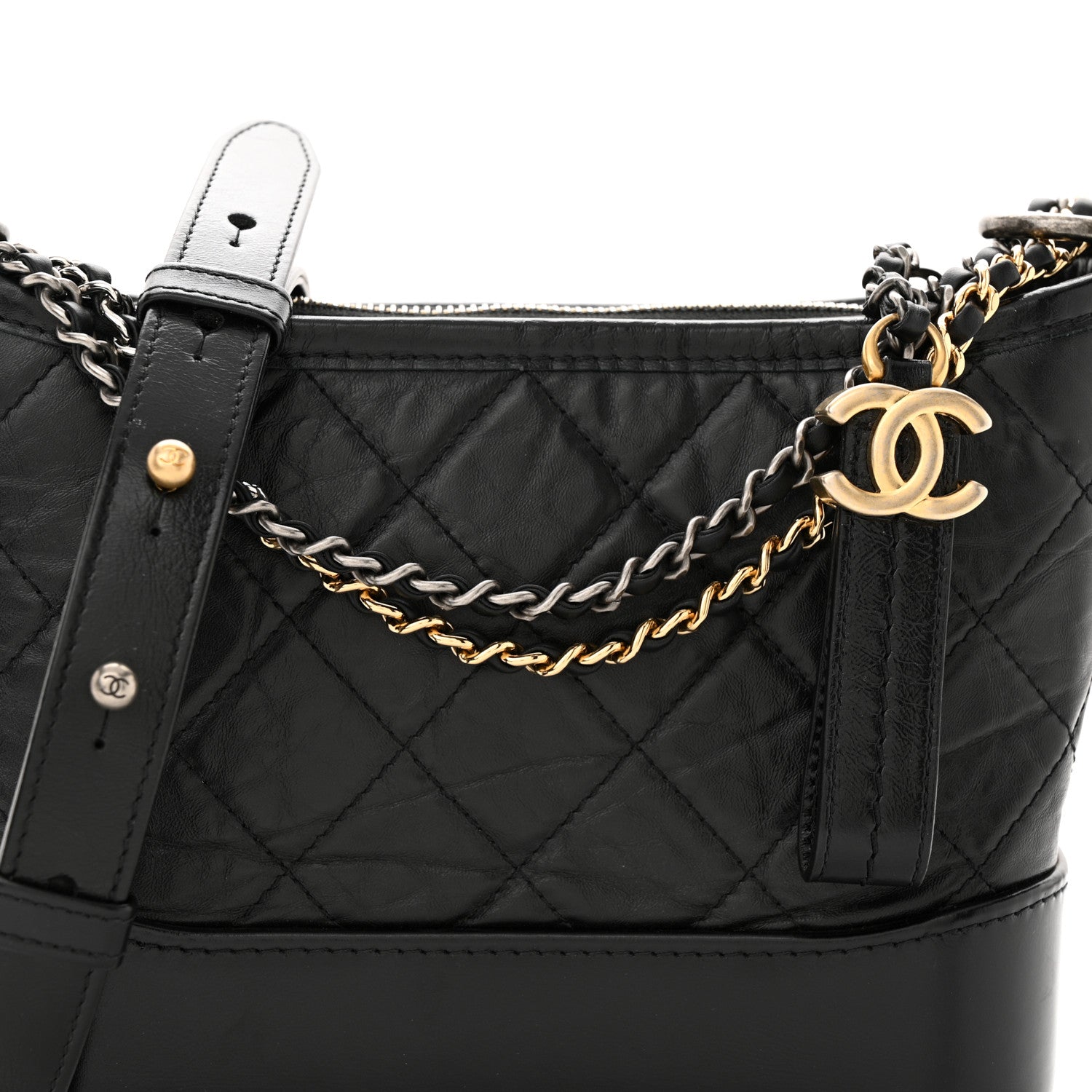 Chanel Aged Calfskin Quilted Small Gabrielle Hobo Black 8 of 13