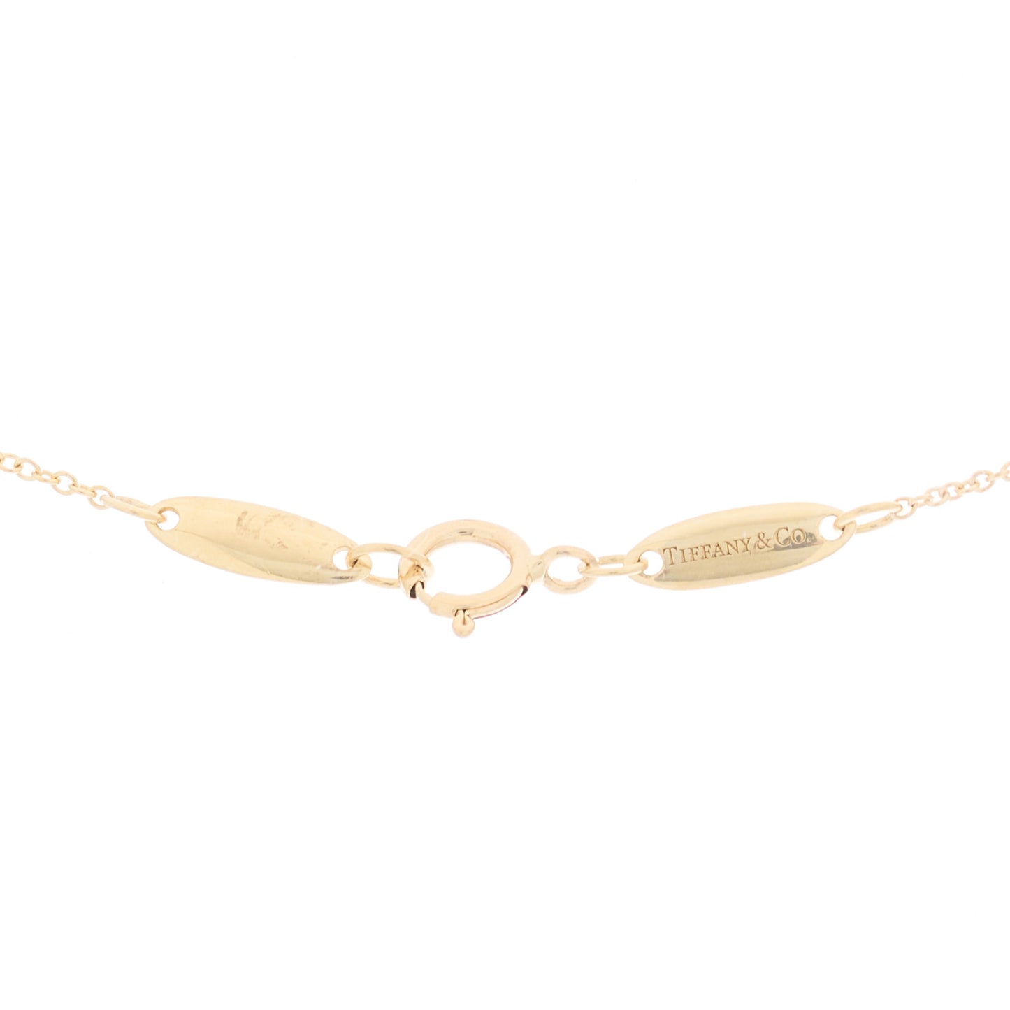 18K Yellow Gold Green Jade 9mm Elsa Peretti Bean Pendant Necklace