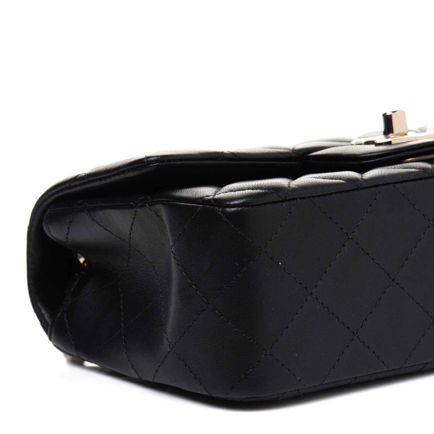 Lambskin Quilted Mini Rectangular Flap Black