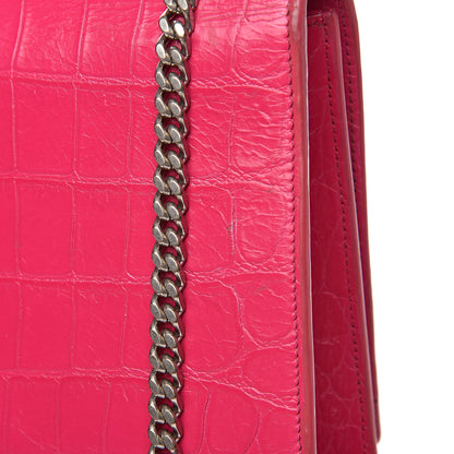 Saint Laurent Calfskin Crocodile Embossed Medium Classic Monogram Kate Tassel Satchel Fuchsia 10 of 15