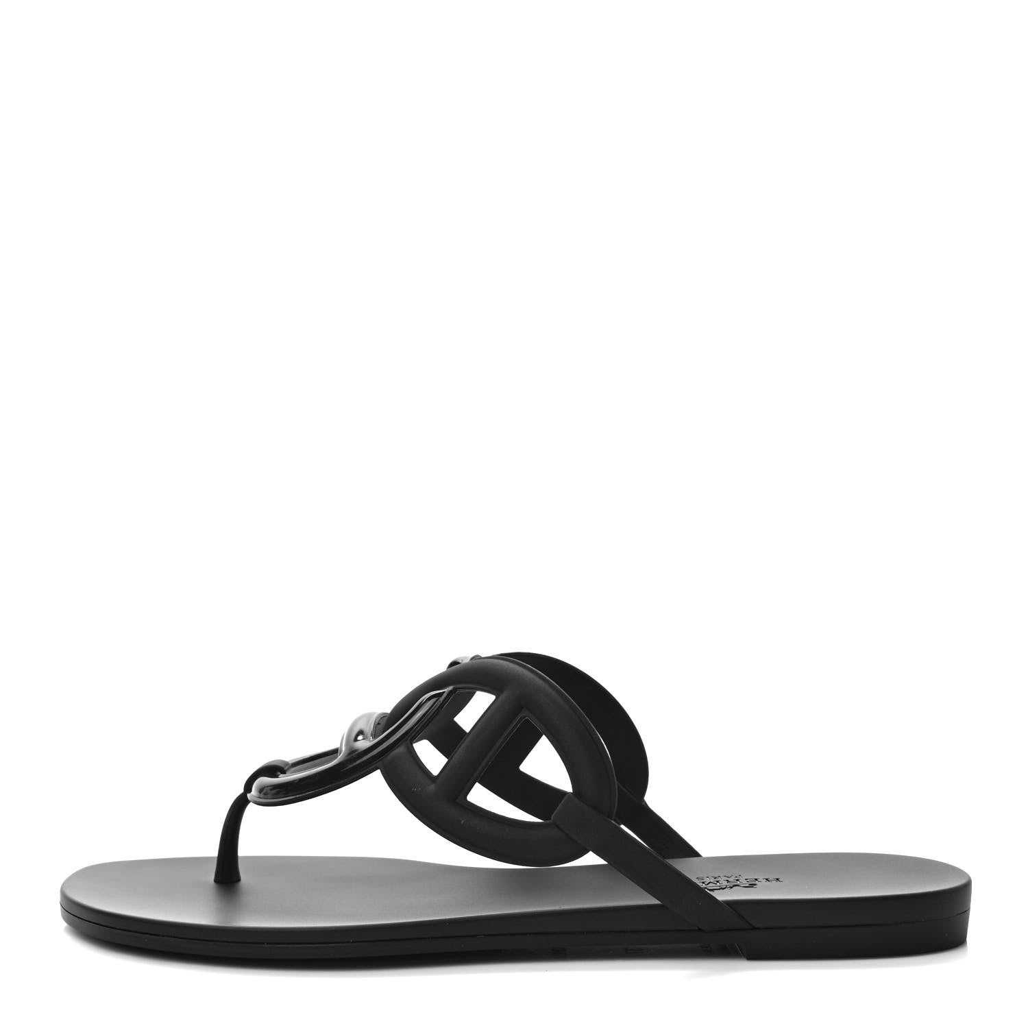 Hermes Rubber Womens Egerie Sandals 37 Black 1 of 7
