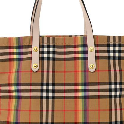 Burberry Vintage Rainbow Check Shopper Tote White 8 of 12
